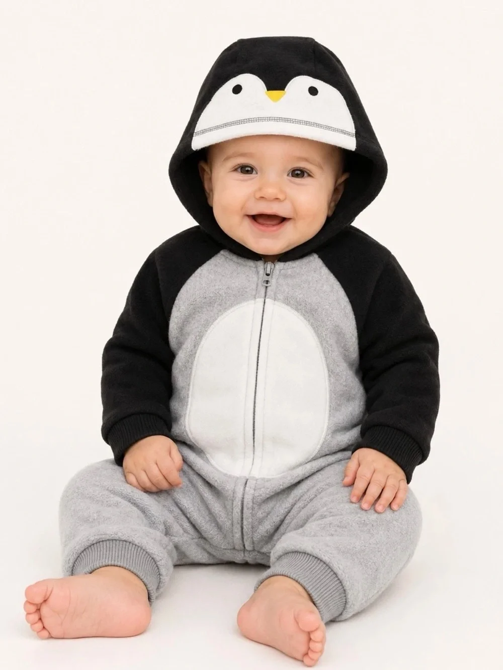 Carter's Fleece Penguin Hooded One-Piece Play Outfit 3M